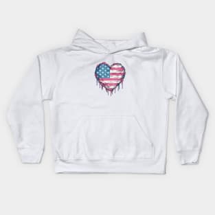 American Pride Tee - Trans Flag Colored Stars and Stripes Heart - Pink White and Blue - LGBTQIA - LGBTQ Kids Hoodie